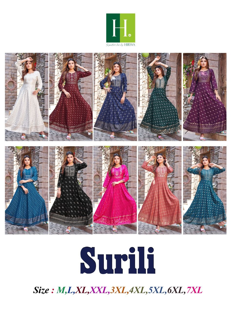 Hirwa Golden Surili Festive Wear Wholesale Anarkali Kurti Catalog
